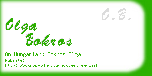 olga bokros business card